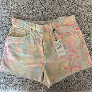 Zara | Marble Print Hi-Rise Shorts Size 12 NWT